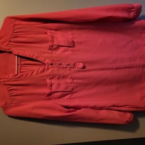 Women Coral  Blouse, Size Medium